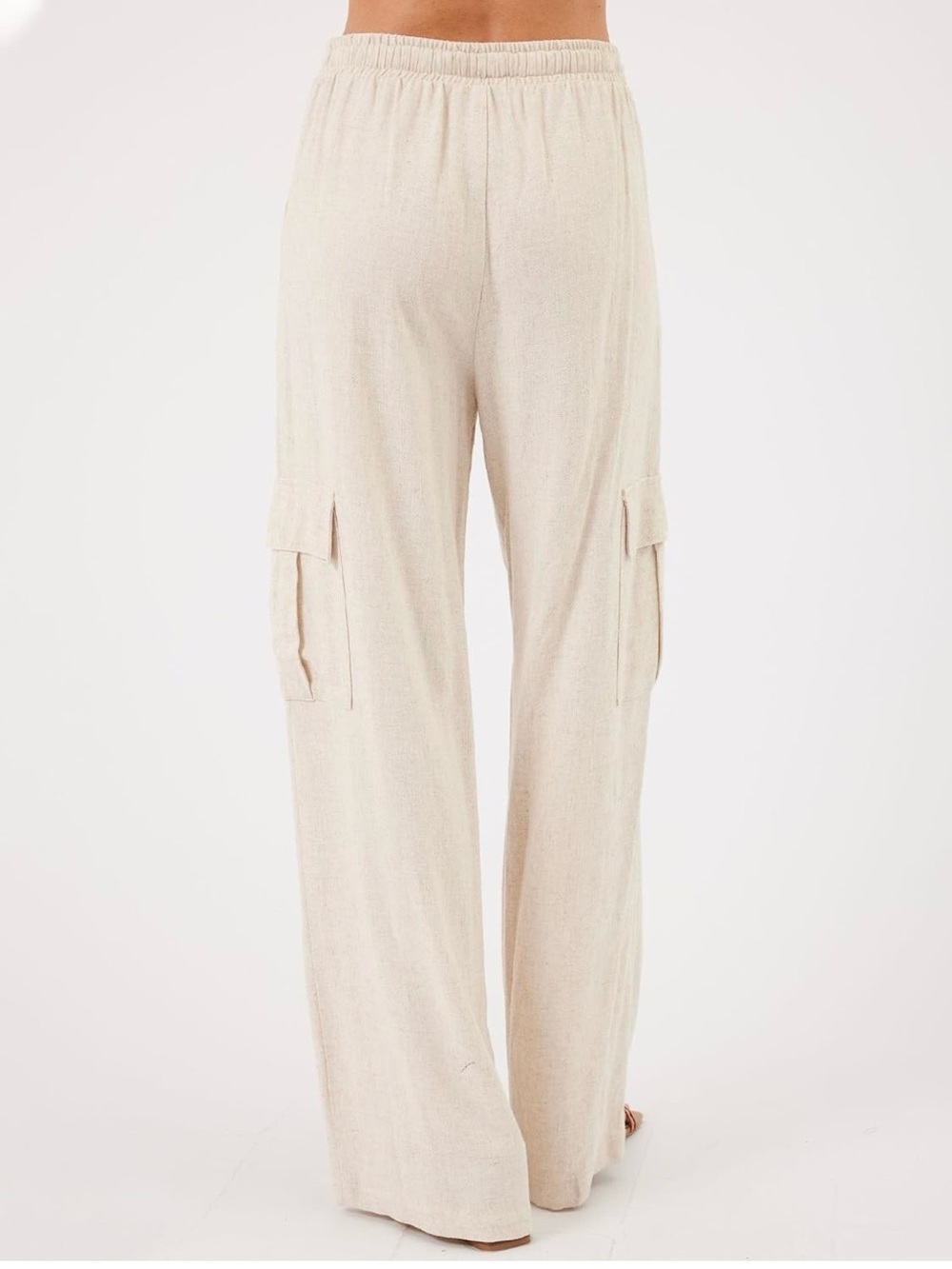 Active USA Cream Wide-Leg Cargo Pants